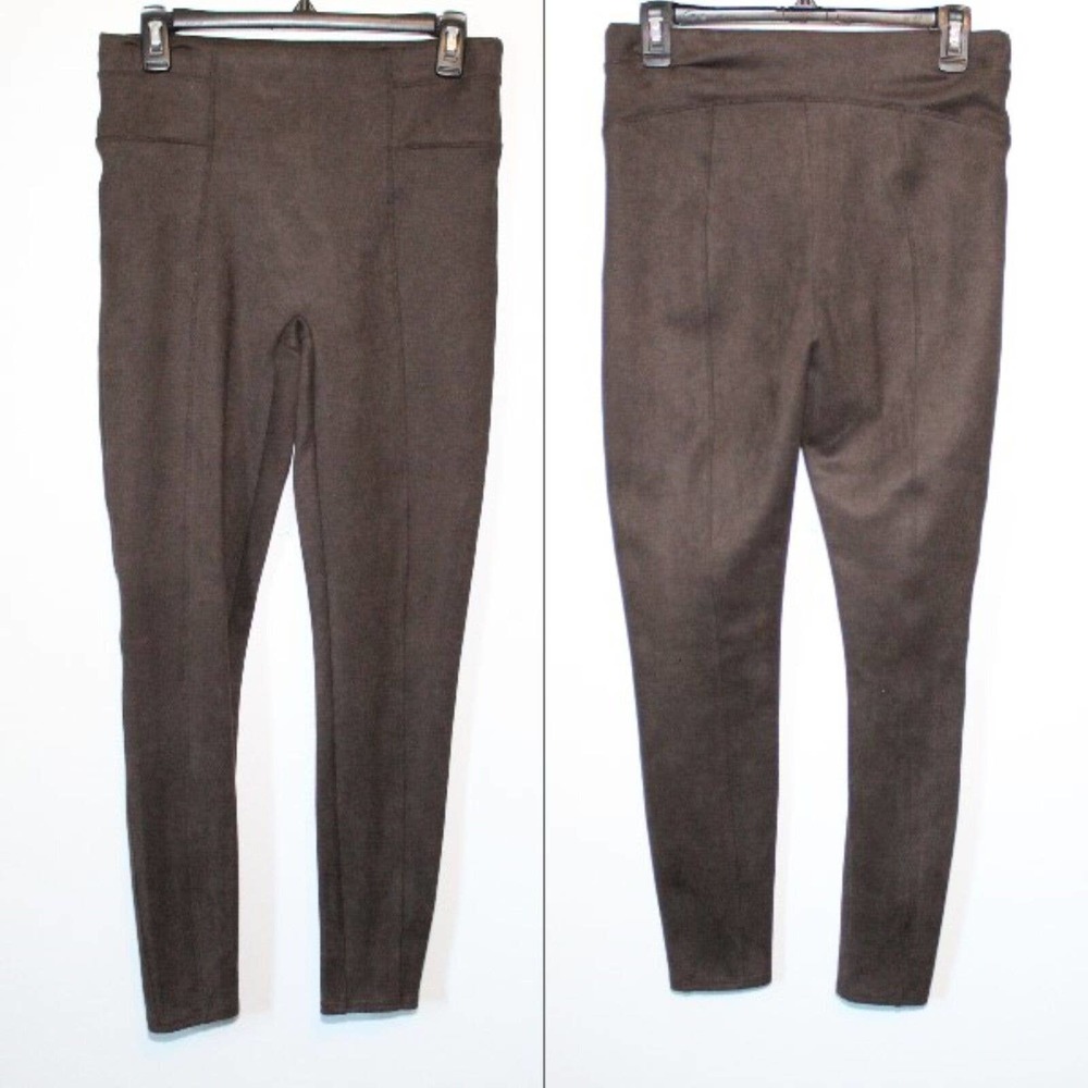 SPANX Faux Suede Leggings Chocolate Brown Pull On Women's Size Medium H14477 - Picture 13 of 15